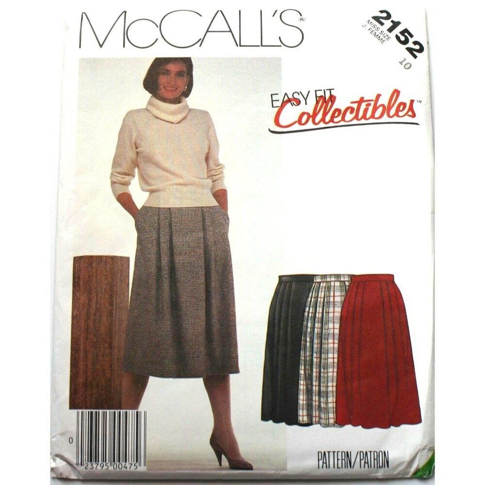 Misses Easy Fit Collectibles Skirt Sewing Pattern By McCalls #2152 Size 10